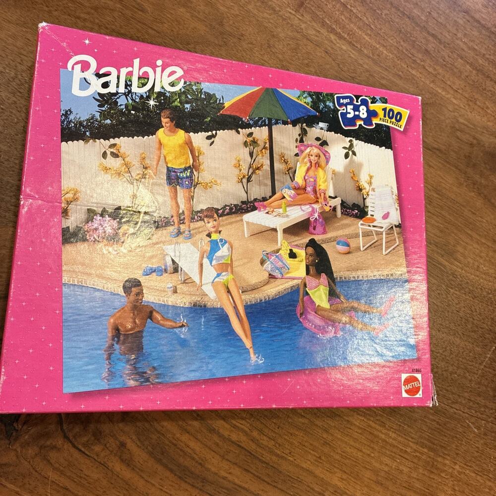 Vintage Barbie And Friends At The Pool RARE 1998 Puzzle, 100 Pieces By Mattel